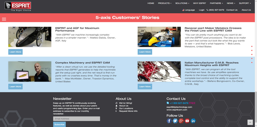 Инновационный веб-сайт и фирменное оформление ESPRIT — программного обеспечения для автоматизированного проектирования и программирования
